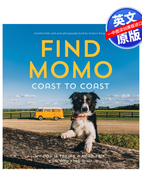 英文原版 寻找莫莫 海滩 边牧 宠物摄影 互动书 Andrew Knapp Find Momo Coast to Coast 让我们找到莫莫 进口正版书