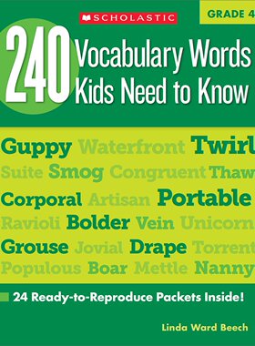 英文原版 学乐 孩子们需要知道的240个单词 四年级 儿童小学生英语工具书教材240 Vocabulary Words Kids Need to Know: Grade 4