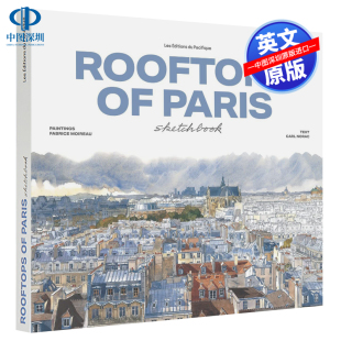 旅行写生薄 Moireau 绘画素描技法入门赏析 Paris Rooftops 巴黎天台俯瞰水彩画速写 精装 Fabrice Sketchbook 预售英文原版