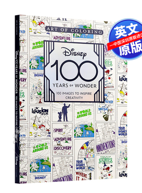 英文原版 迪士尼100周年涂色书 着色艺术填色书 Disney 100 Years of Wonder 迪士尼百年奇迹 Art of Coloring