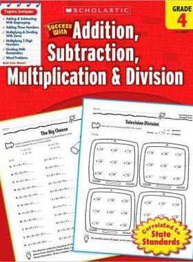 英文原版 学乐必赢系列 四年级加减乘除法数学进口教材 Scholastic Success with Addition,Subtraction,Mltiplication & Division