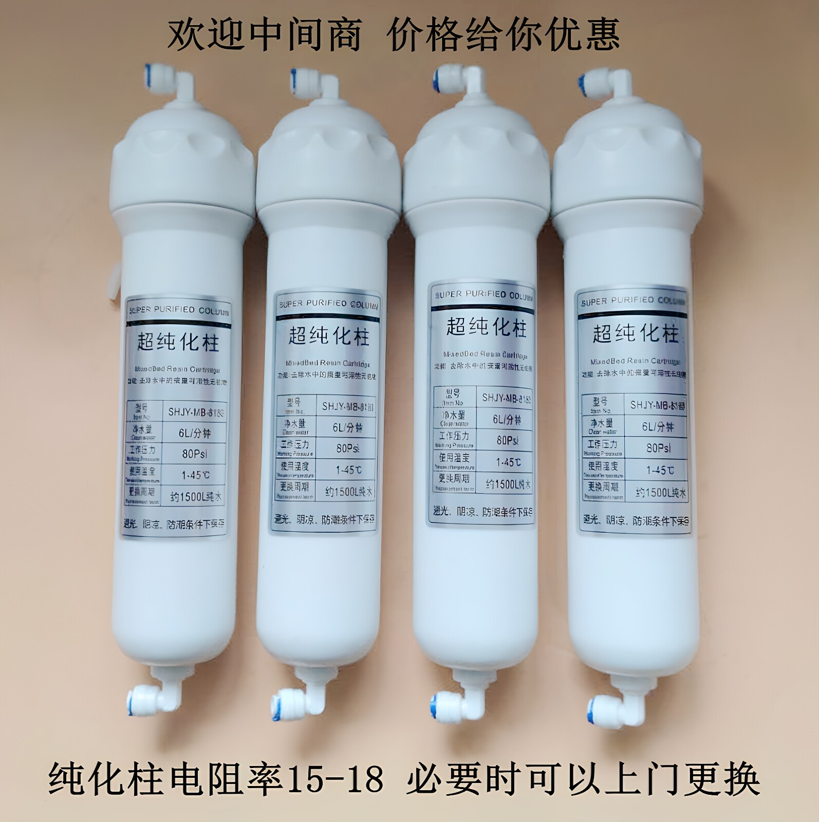 新品10寸去离子交换树脂超纯化柱实验室超纯水机配件滤芯超纯水柱