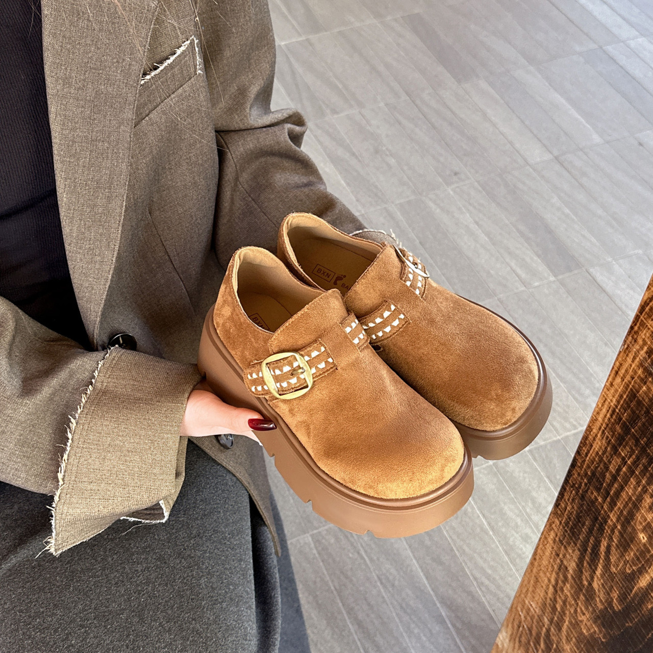 勃肯鞋厚底女2026春季新款皮带扣大头鞋增高乐福鞋复古一脚蹬单鞋,女鞋,勃肯鞋/软木鞋,淘宝优惠券,粉丝福利购,淘宝优惠卷