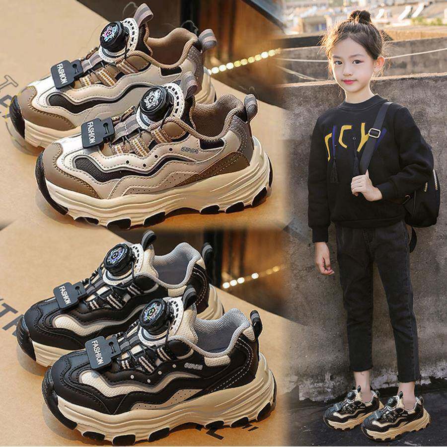 女童运动鞋2025秋季儿童旋转纽扣老爹鞋中大童跑步鞋女孩学生潮鞋