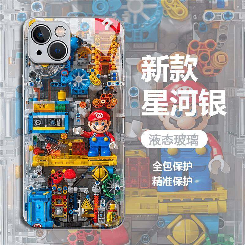 动漫积木玛利欧适用OPPOReno12pro手机保护壳a3pro新款re/10/9/8/7/6女findx7卡通a1x/a2m玻璃a93s/a96/a55s