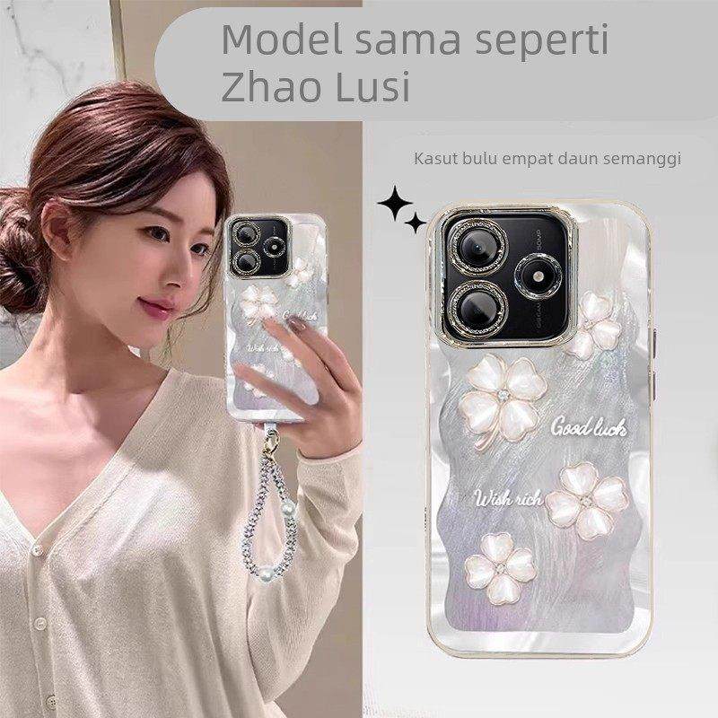 四叶草适用红米note14手机壳13Pro+高级感轻奢风12turbo带手炼镜头膜11por新款少女心note10全包防摔radmi壳