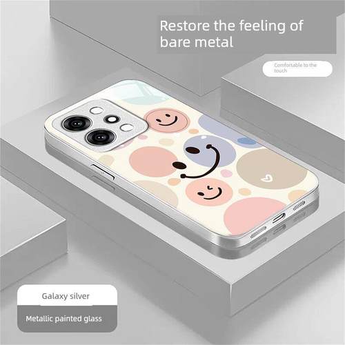 色彩缤纷的笑脸适合opopreno14pro手机壳Reno13新款12高端11带挂绳10少女心Reno9全包玻璃8Pro防摔软边7Se平