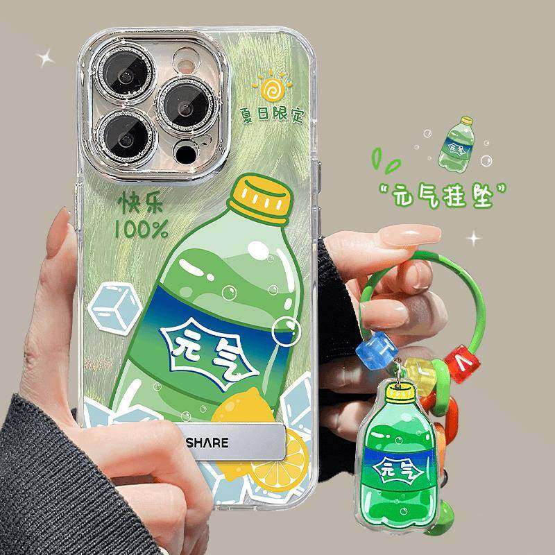夏日小清新汽水适用苹 果15promax手机保护壳华为Pura70新款mate60pro女荣耀200支架OPPOReno12镜头膜VIVOS19