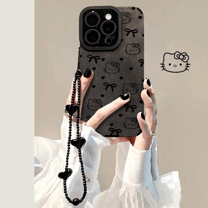 瞳眼蝴蝶结kt适用苹 果16promax手机保护壳iphone15新款苹 果14Pro可爱ip12手提手錬款iphone 11蝴蝶结