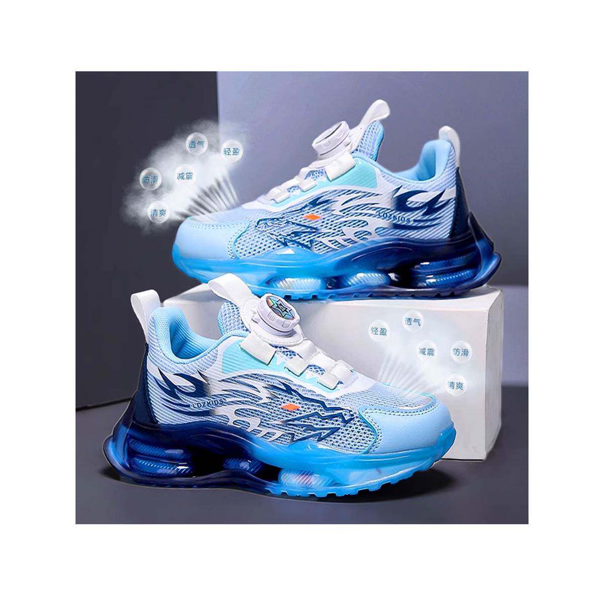 男童运动鞋秋季款儿童旋转纽扣篮球鞋中大童网面跑步鞋男孩训练鞋