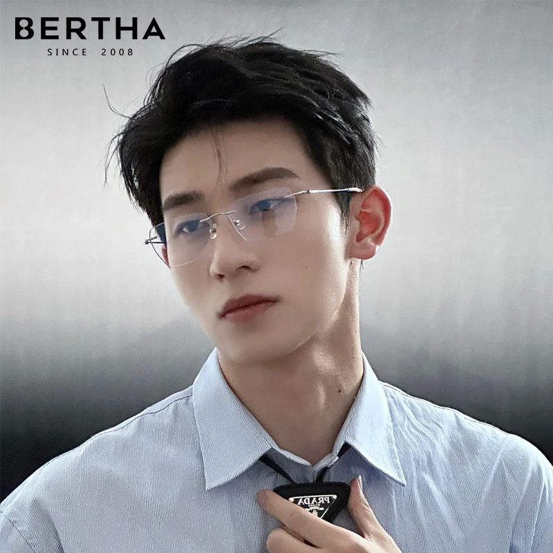 底线靳东同款商务无框近视眼镜男