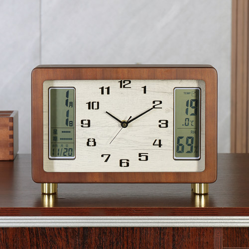 汉时实木万年历仿电视机造型座钟