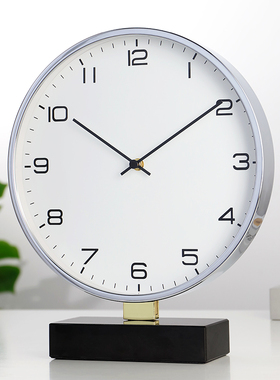 北欧轻奢台钟客厅电视柜台家用坐钟摆件静音简约桌面金属座钟8098