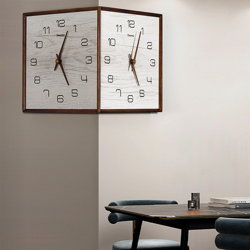 汉时实木欧式轻奢客餐厅创意挂钟