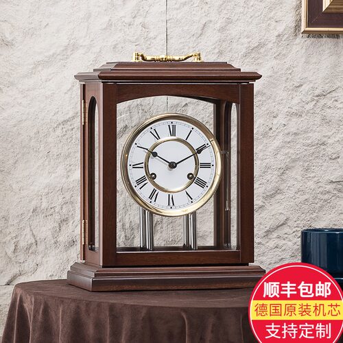 汉时座钟钟表客厅实木坐钟中堂桌面博古架装饰德国机芯台钟HD128 - 封面