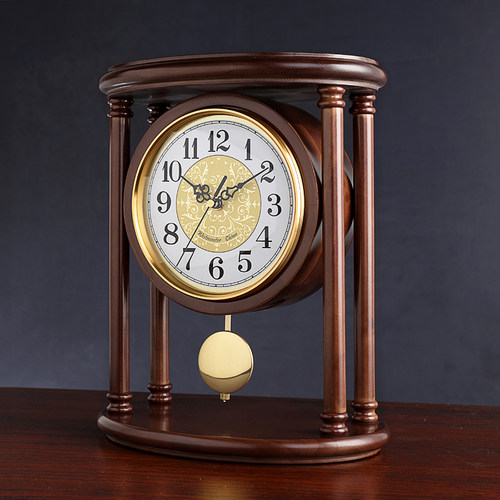 欧式客厅座钟钟表实木桌台博古架