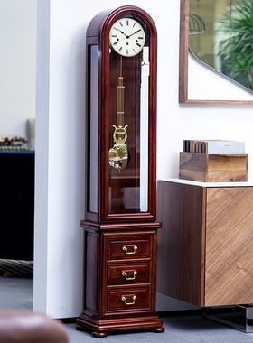 新中式落地钟客厅大座钟时钟简约复古赫姆勒机芯机械落地钟表G308