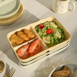 奶油风陶瓷分格盘减脂餐盘儿童量食盘一人一食早餐盘家用风格餐盘