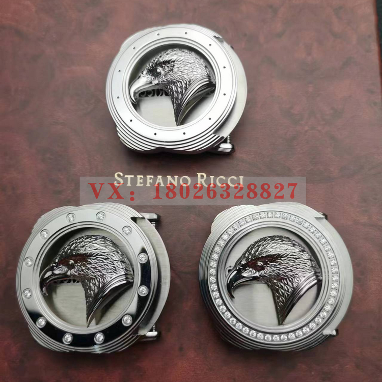 史蒂芬劳尼治皮带扣头男不锈钢镶钻3.8鹰头鳄鱼皮真皮奢侈品腰带