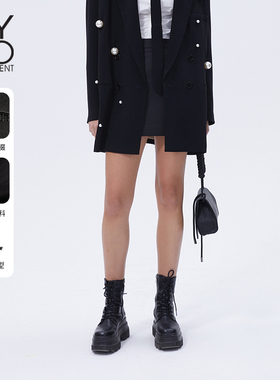 MYMO黑色半身裙朗黛商场同款25年夏新款小个子百搭A字裙短裙141N