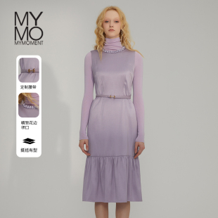 新款 连衣裙朗黛秋季 MYMO通勤风纯色无袖 鱼尾裙602M 商场同款