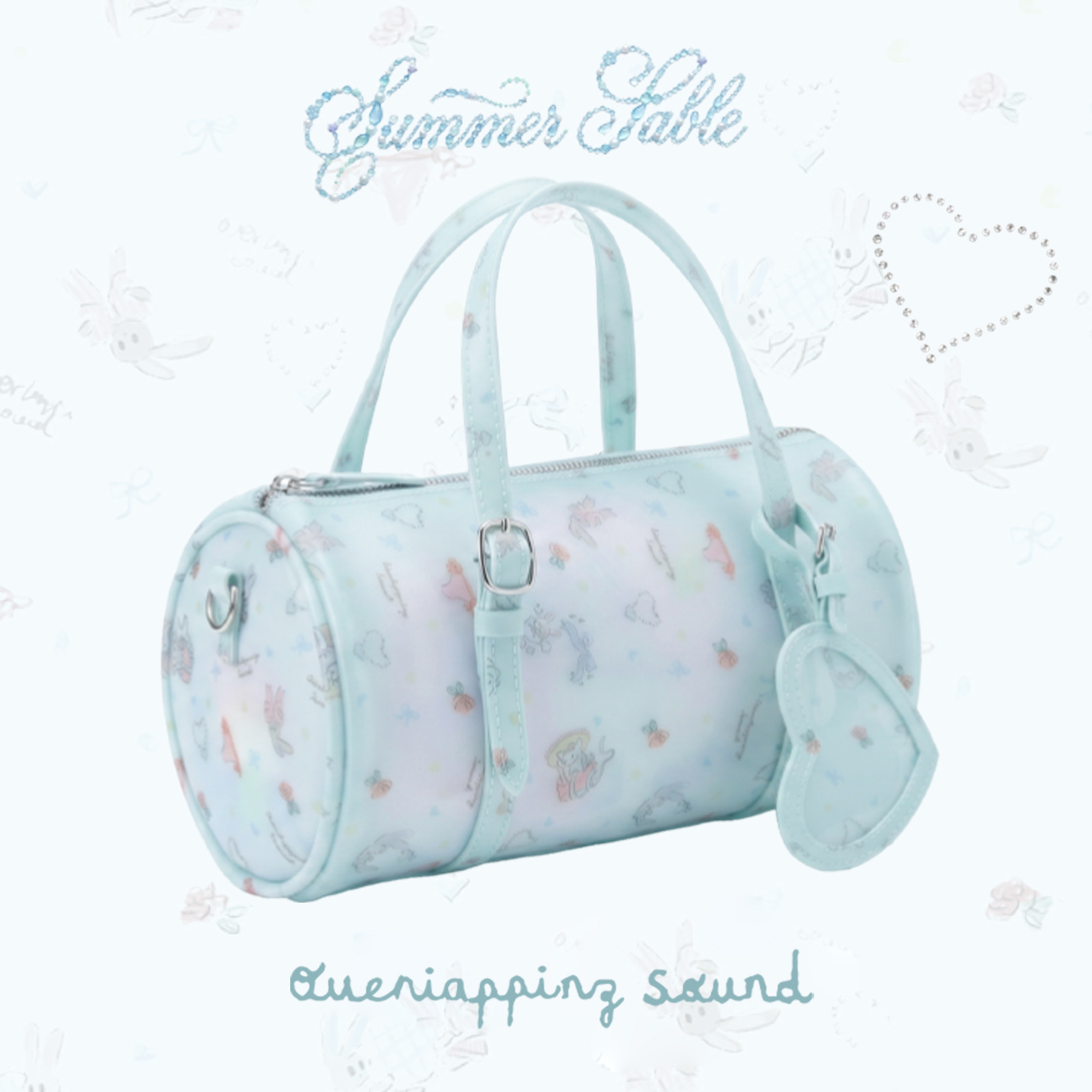 overlappingsound自白原创可爱果冻印花圆筒包女斜挎包手提包百搭