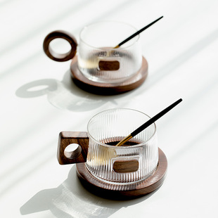 美式玻璃咖啡杯带手把泡茶杯办公室喝茶杯子水杯早餐牛奶杯定制