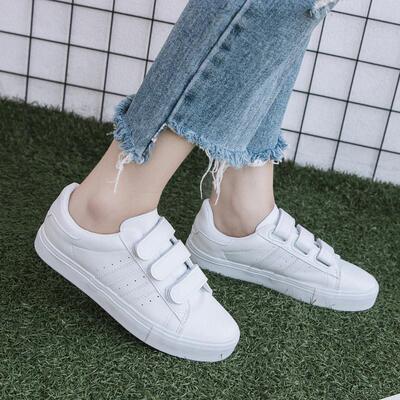 DDOO小白鞋女鞋2025春季新款爆款魔术贴小韩版百搭休闲鞋平底板鞋