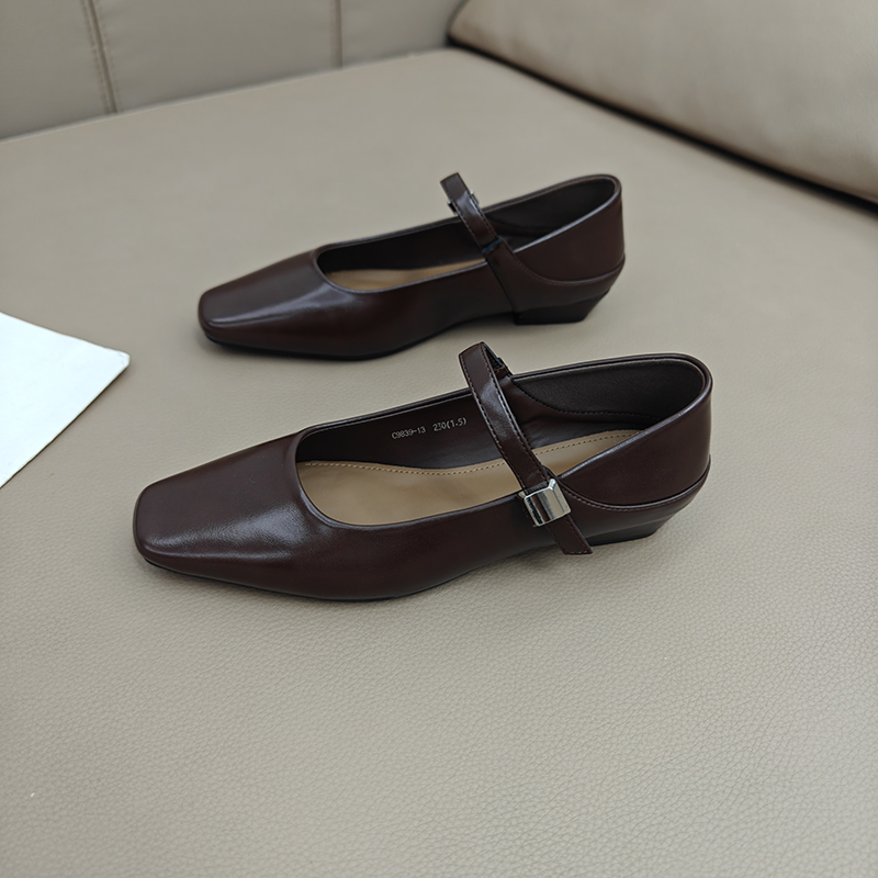 气质通勤单鞋粗跟玛丽珍鞋法式女