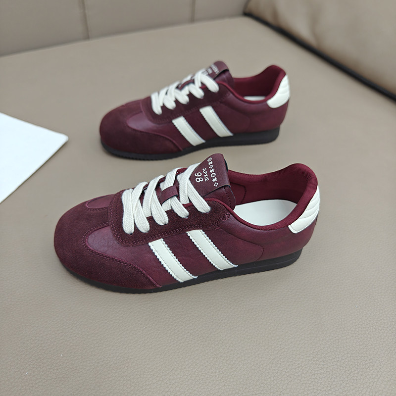 复古真皮系带德训鞋女2025新款拼色休闲运动阿甘鞋平底舒适女板鞋,女鞋,德训鞋,淘宝优惠券,粉丝福利购,淘宝优惠卷