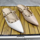 欧美一字扣带尖头凉拖鞋 内增高铆钉尖头包头拖鞋 女小个子2026新款