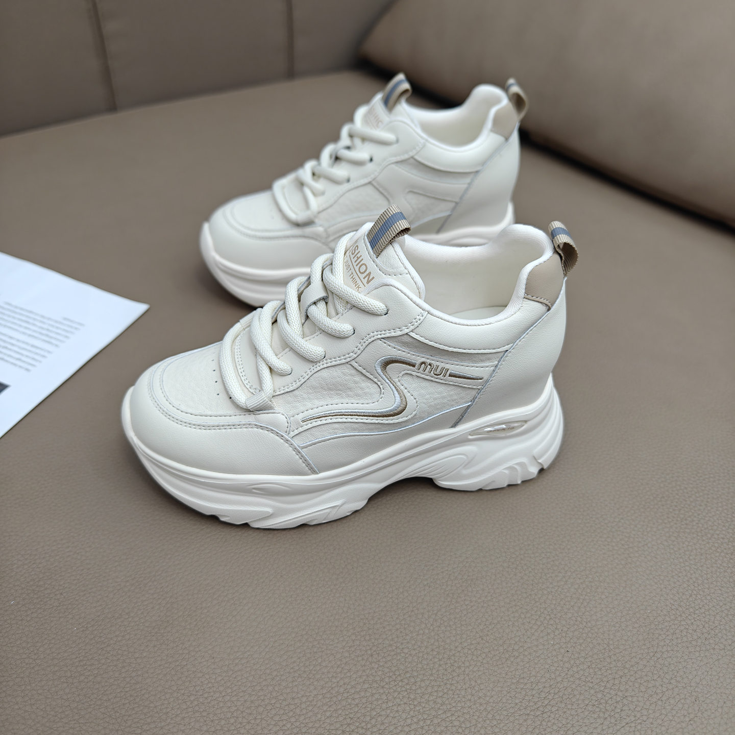 内增高真皮老爹鞋女鞋轻便休闲鞋