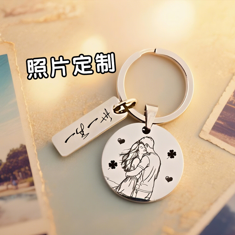 定制钥匙扣diy情侣创意挂件照片纪念日历生日礼物送男女朋友闺蜜
