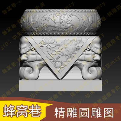 stl圆雕图3d模型雕刻图石桌石雕梅兰竹菊坐墩电脑数控雕刻机YD21
