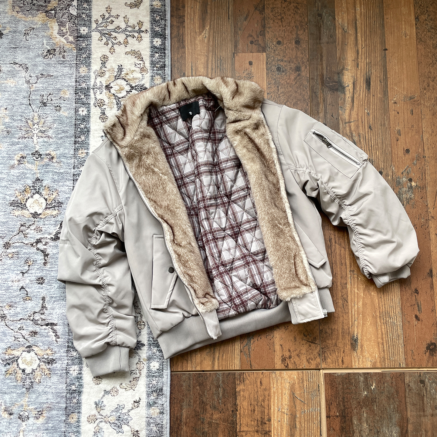 WHOA HA复古毛领座山雕棉服冬季加厚高级感ma1飞行员夹克外套