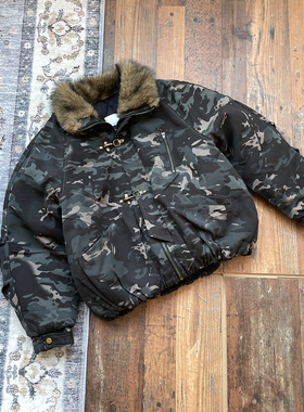 WHOA HA!复古迷彩棉衣男女加厚毛领座山雕拉链外套宽松棉服