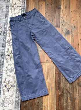 WHOA HA!复古高腰直筒工装裤宽松阔腿长裤法工蓝