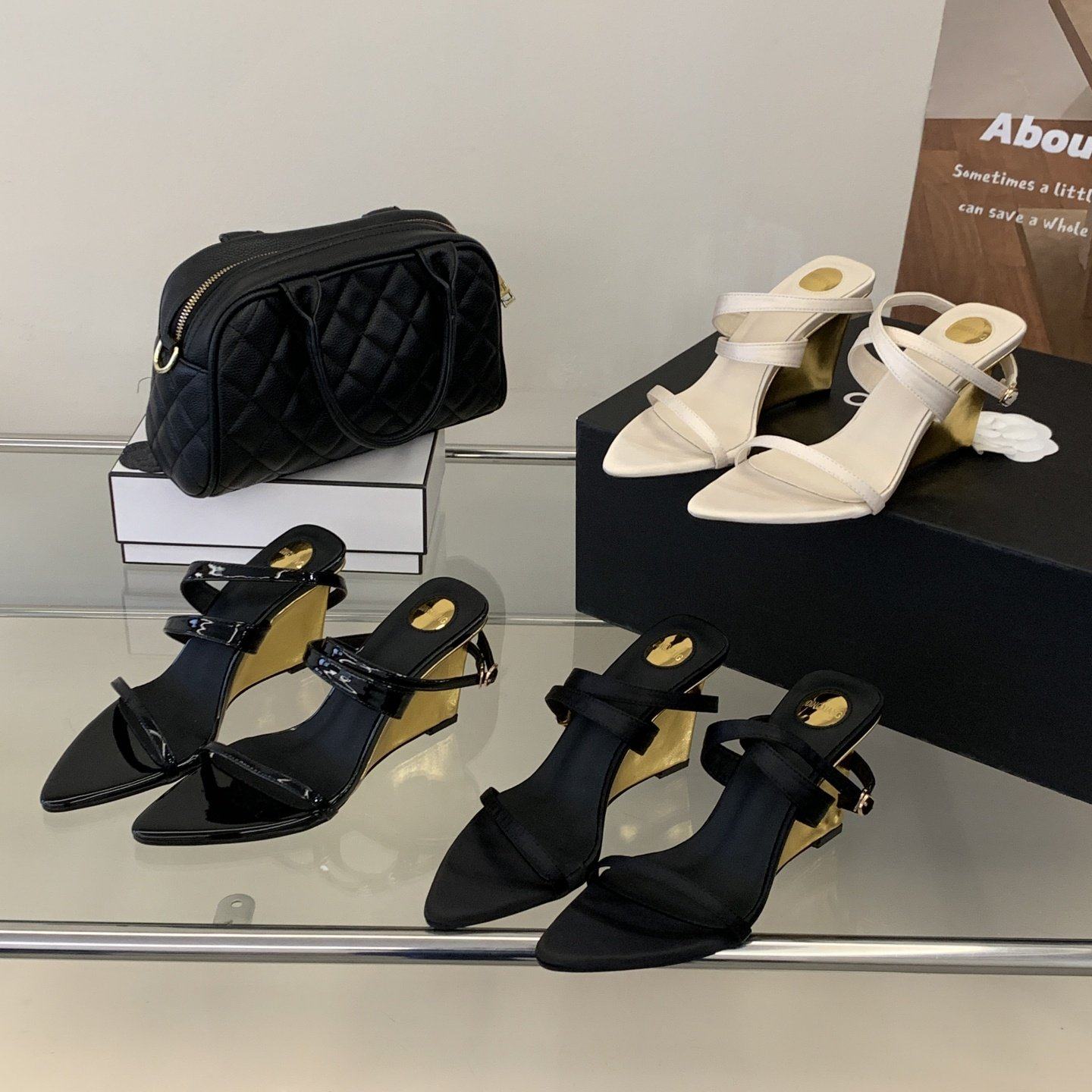 DING XIANG FAN 欧美风一字带凉鞋女尖头搭扣低跟性感外穿坡跟鞋