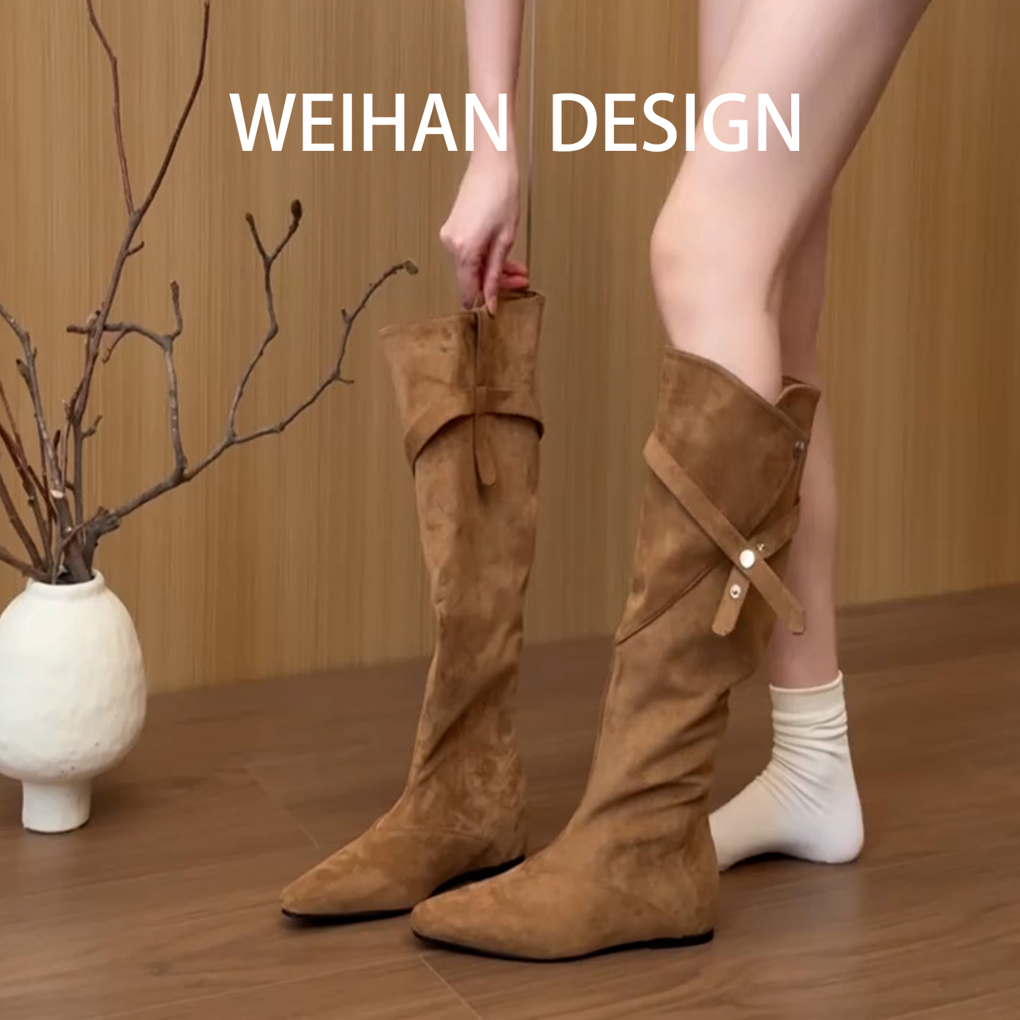 羊皮版！复古尖头褶皱堆