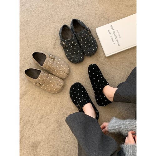 SHOE-REN复古风波点毛