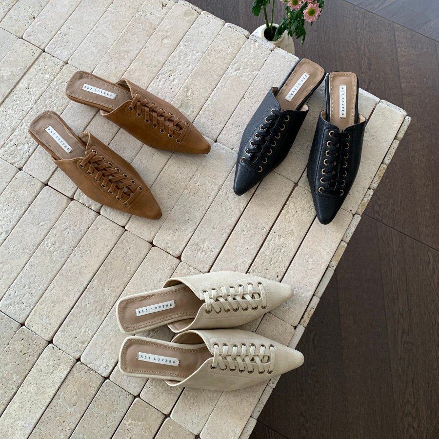 韩式尖头交叉绑带包头拖鞋女2026年春秋新款坡跟百搭软懒人穆勒鞋