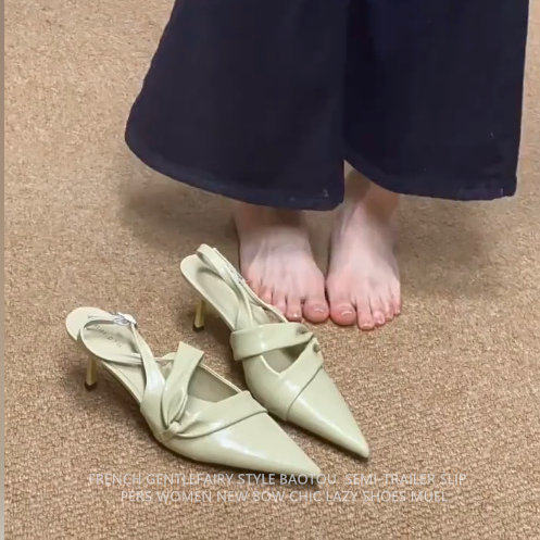 羊皮版！韩系御姐尖头高跟鞋女温柔交叉绑带细跟单鞋真皮包头凉鞋