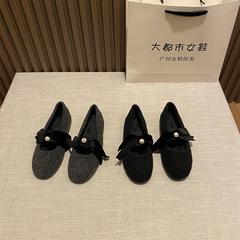 法式单鞋平底毛绒绒芭蕾鞋超软温柔乖乖鞋配裙子玛丽珍鞋2024新款