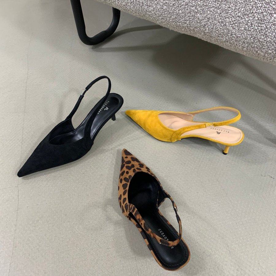 性感风尖头细跟后绑带凉鞋女2026年春后空包头高跟鞋职场浅口单鞋