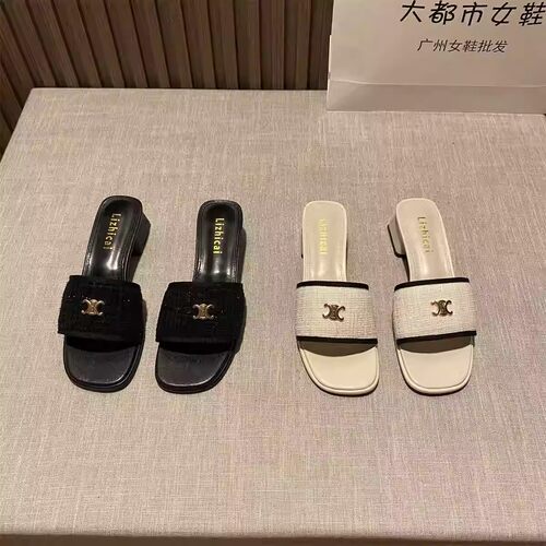 外穿中跟夏季一字凉拖鞋小香风