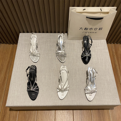 法式绝美云朵碎钻细带高跟凉鞋女