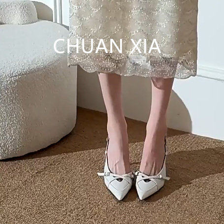 羊皮版~绝美尖头细跟包头凉鞋女浅口皮带扣单鞋气质性感高跟鞋,女鞋,时装凉鞋,淘宝优惠券,粉丝福利购,淘宝优惠卷