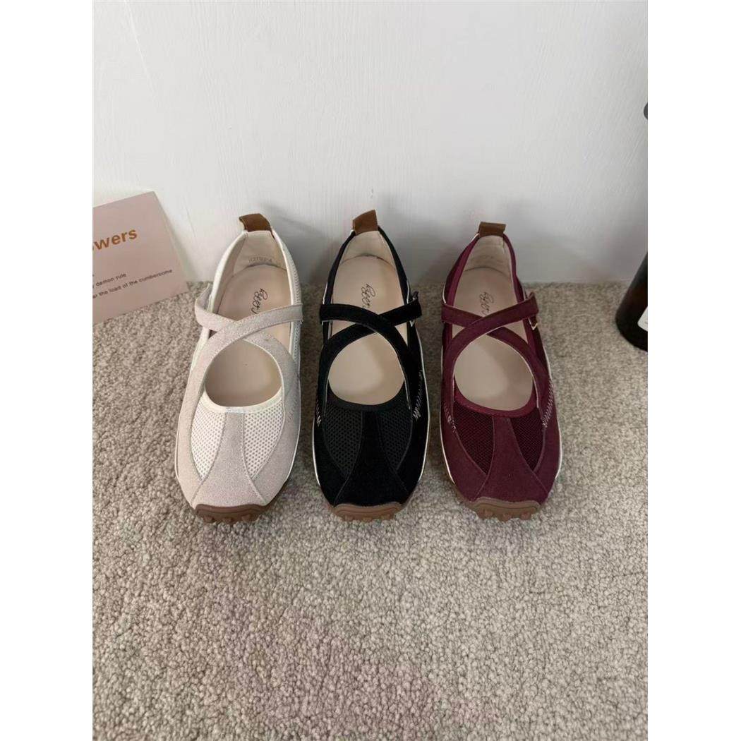 芭蕾舞拼色交叉带玛丽珍德训女2026年春季跑步单鞋运动平底板鞋女,女鞋,德训鞋,淘宝优惠券,粉丝福利购,淘宝优惠卷