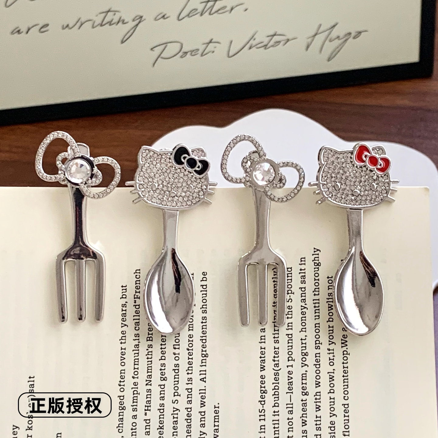 三丽鸥正版凯蒂猫韩版可爱金属叉勺造型发夹刘海边夹卡通发饰碎发图片