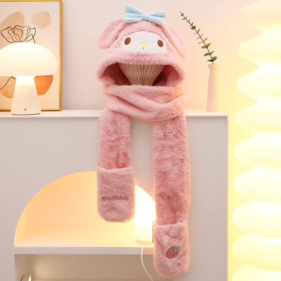 三丽鸥帽子围巾手套三件保暖可爱